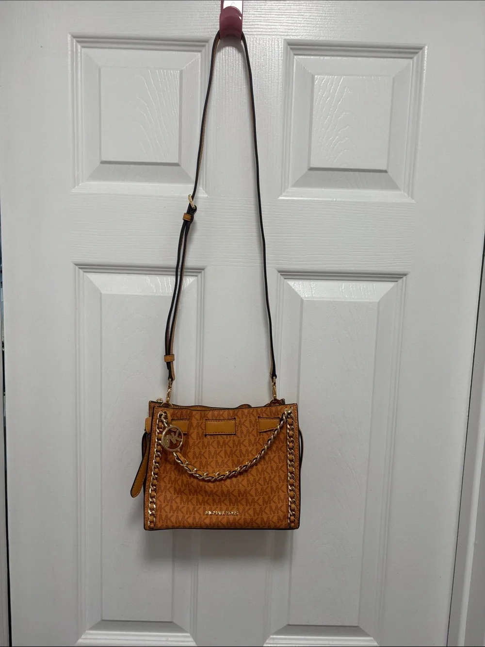 Michael Kors  cider color MK Logo Chain-Trim Shoulder Bag